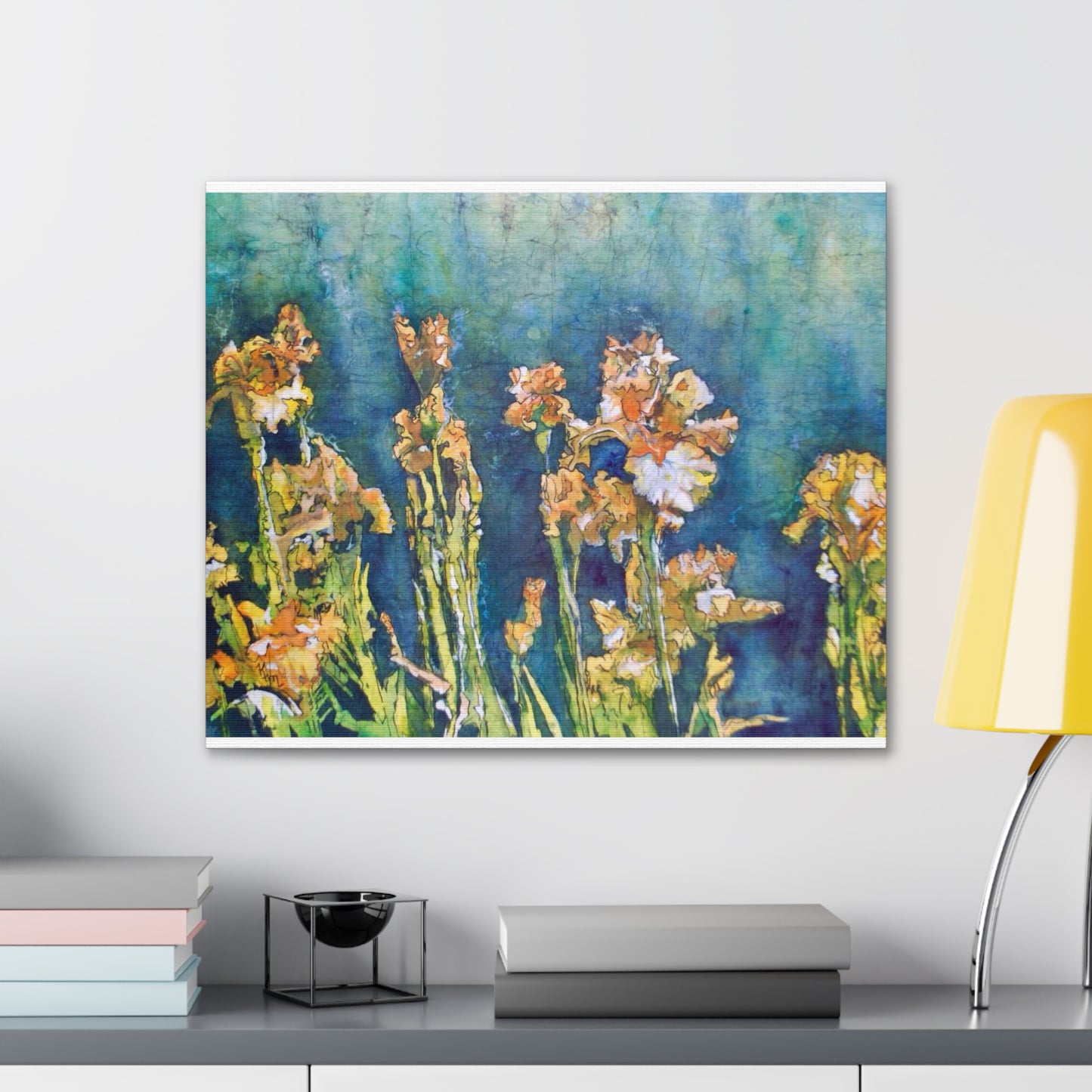 Canvas Gallery Wraps-Floral Batik Iris Dancing in the Moonlight