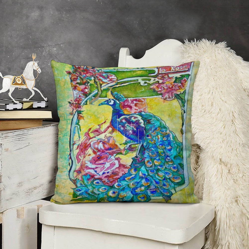 Home Batik Peacock pillow case (double-sided design)