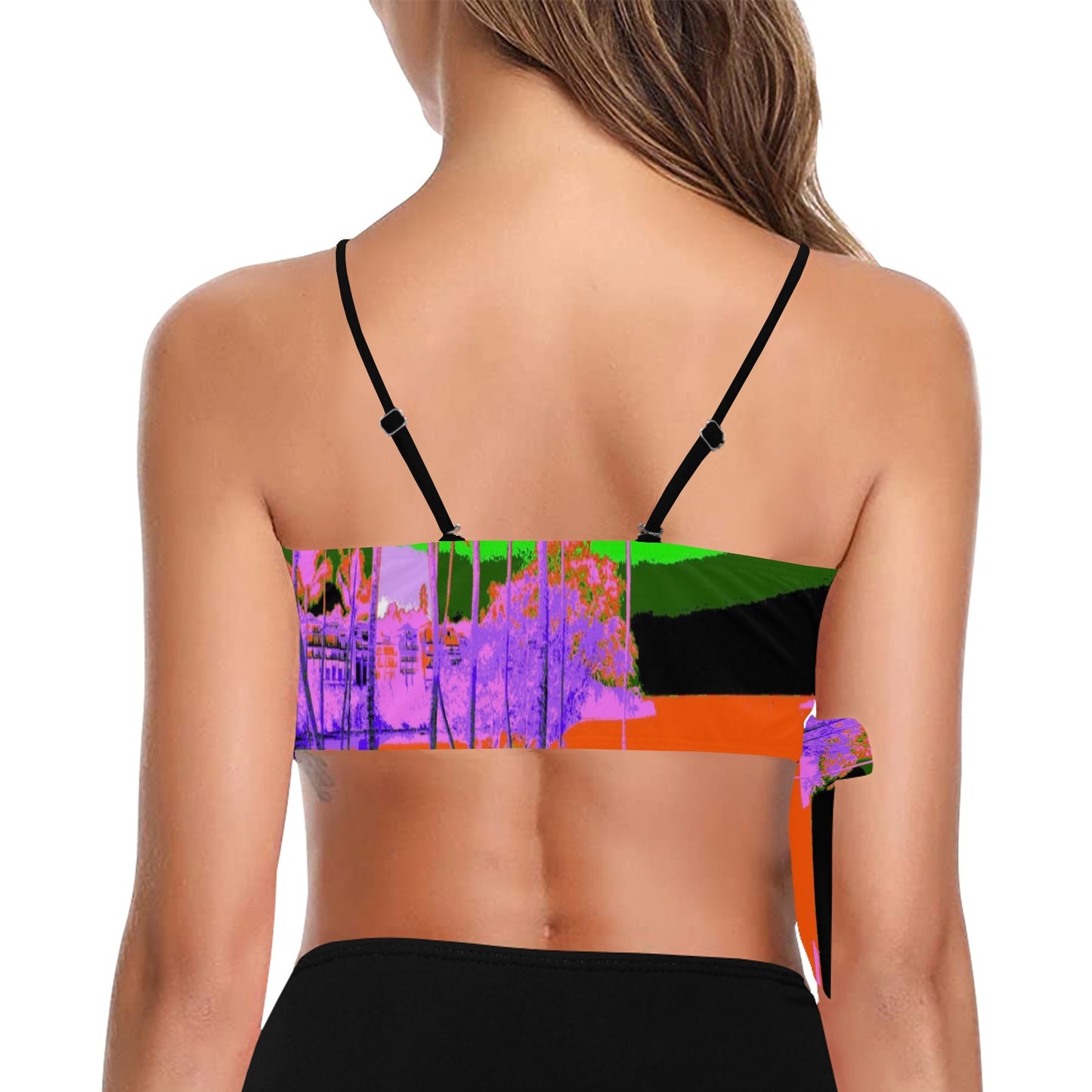 Kauai Neon Ladies Swimwear top Knot Side Top