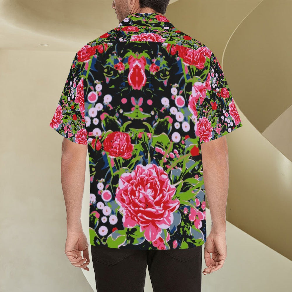 Floral Peony Mens Hawaiian Shirt