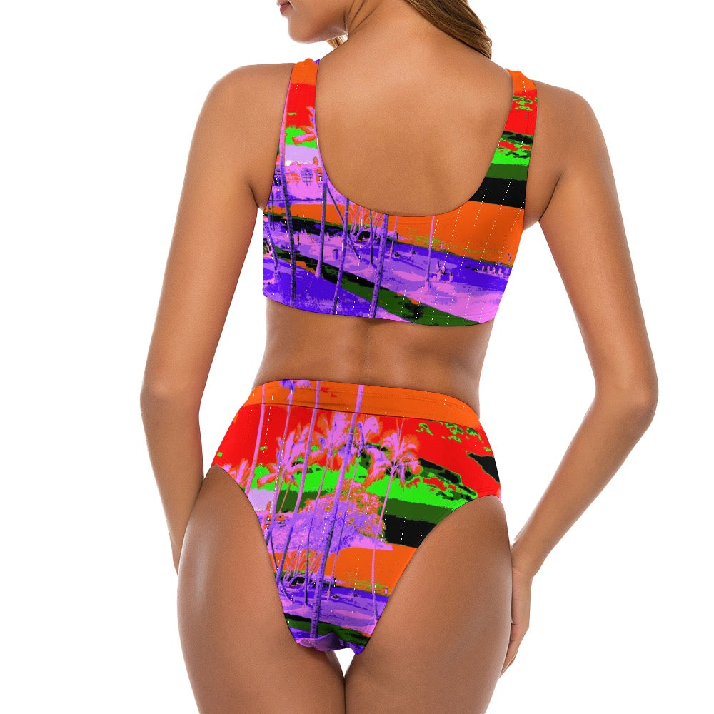 Kauai Neon Ladies Swimwear high cut