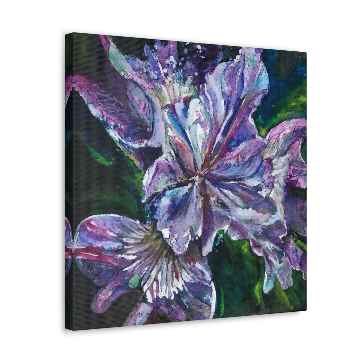 Canvas Gallery Wraps Floral  Batik Purple Iris