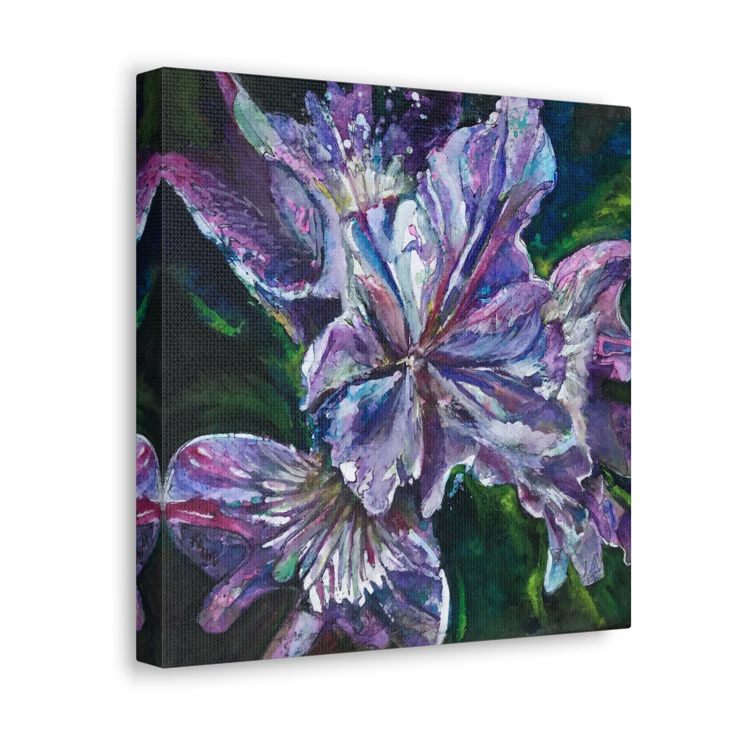 Canvas Gallery Wraps Floral  Batik Purple Iris