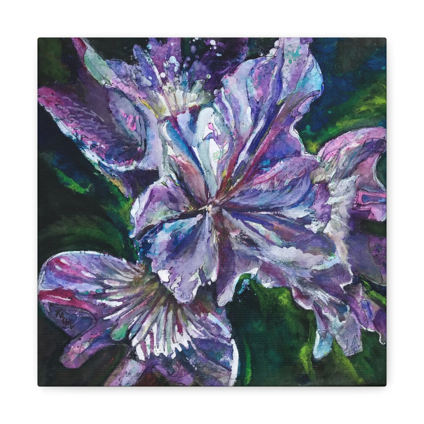 Canvas Gallery Wraps Floral  Batik Purple Iris