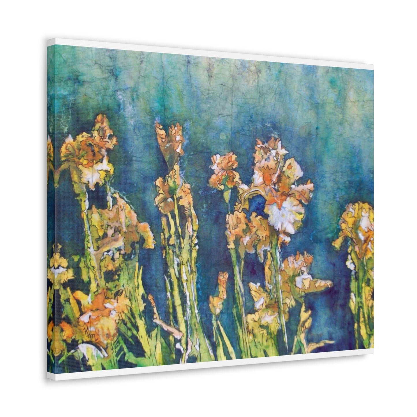 Canvas Gallery Wraps-Floral  Batik Iris Dancing in the Moonlight