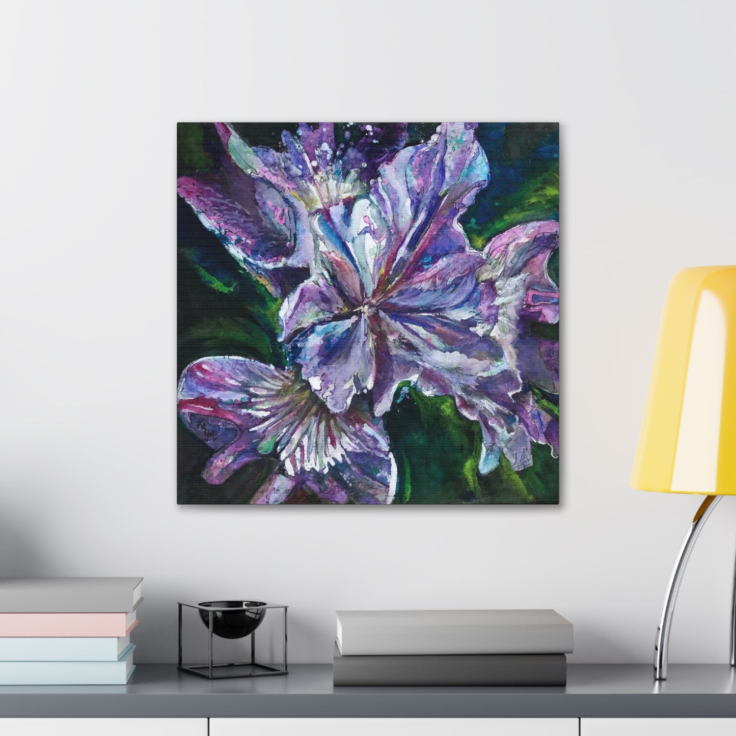 Canvas Gallery Wraps Floral  Batik Purple Iris