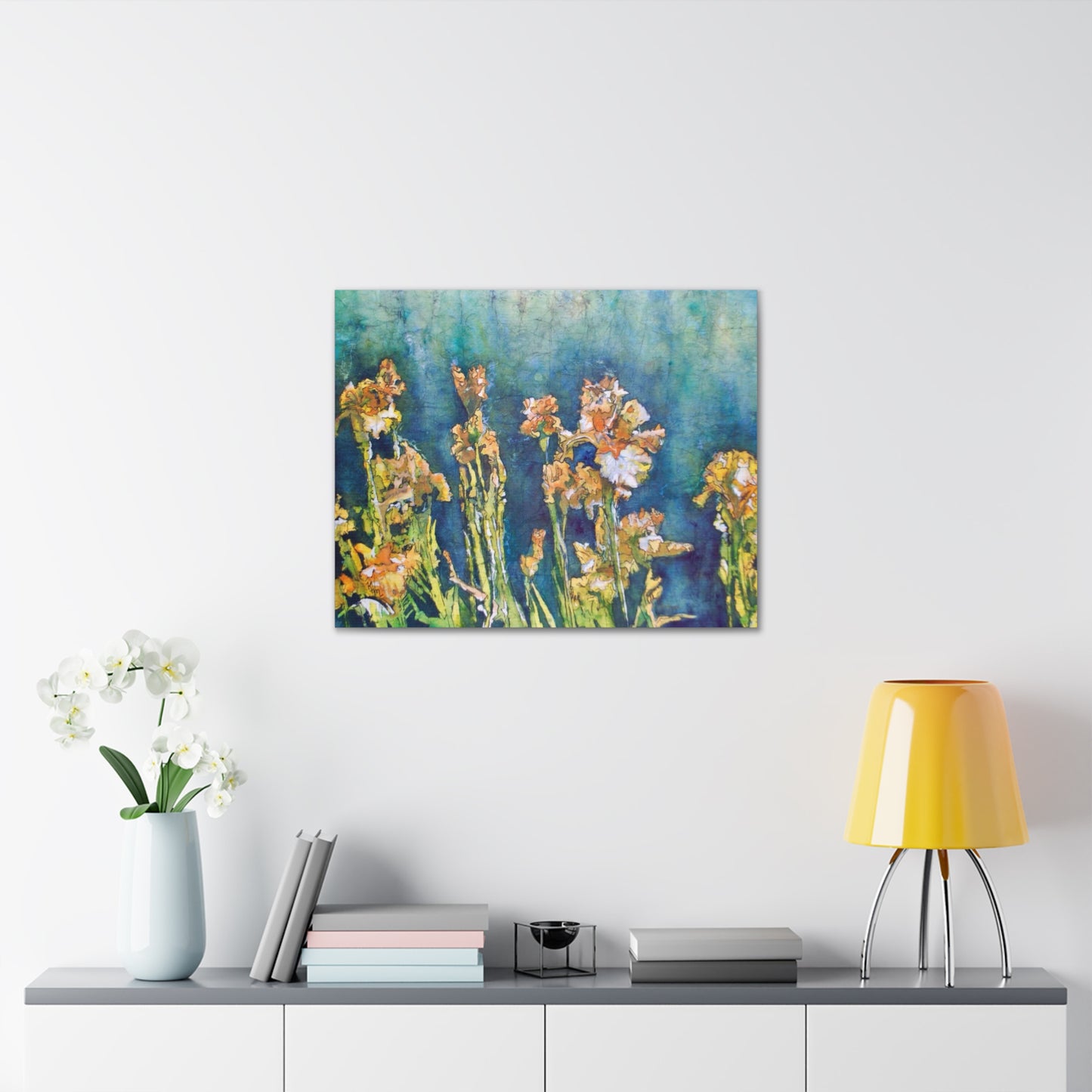 Canvas Gallery Wraps-Floral  Batik Iris Dancing in the Moonlight