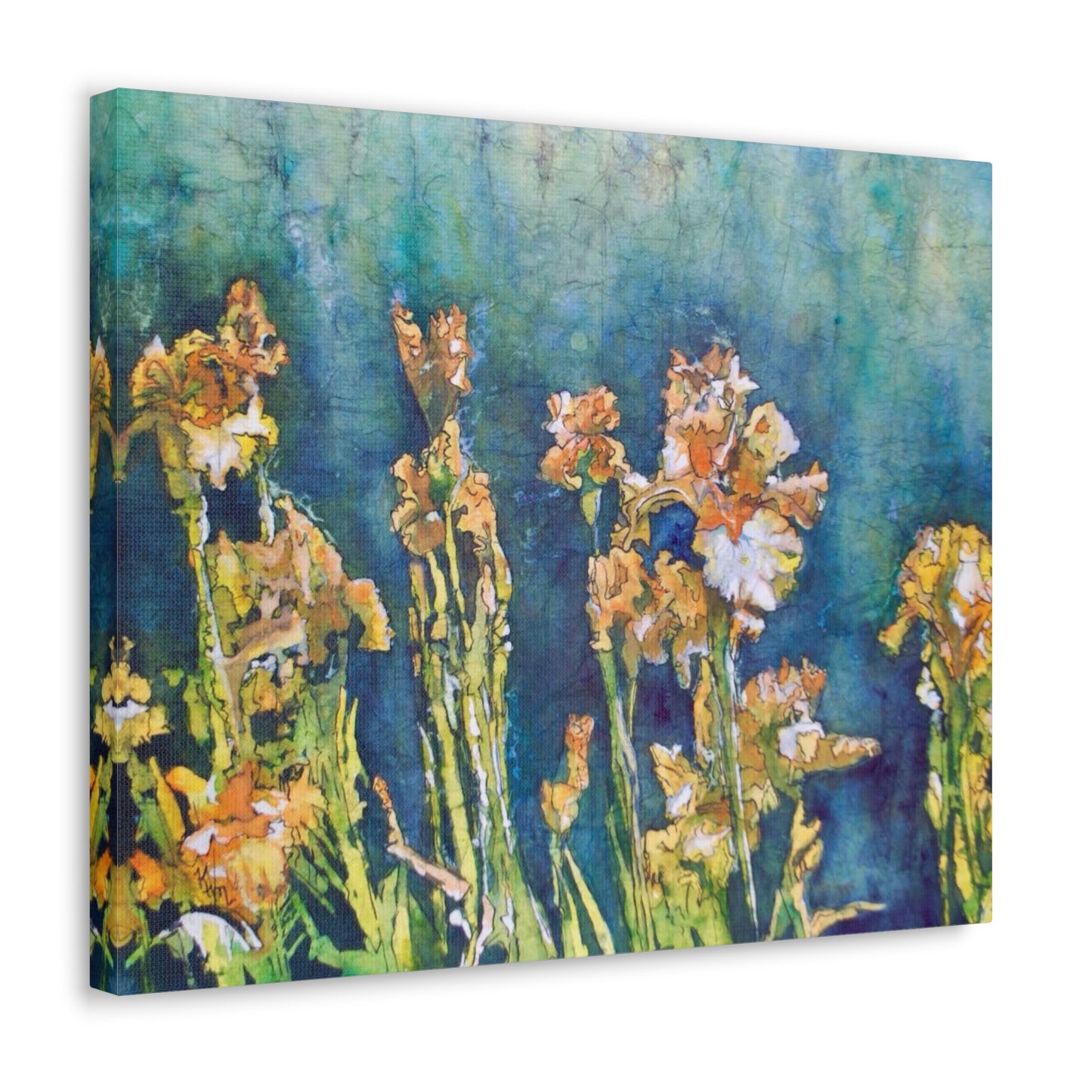 Canvas Gallery Wraps-Floral  Batik Iris Dancing in the Moonlight