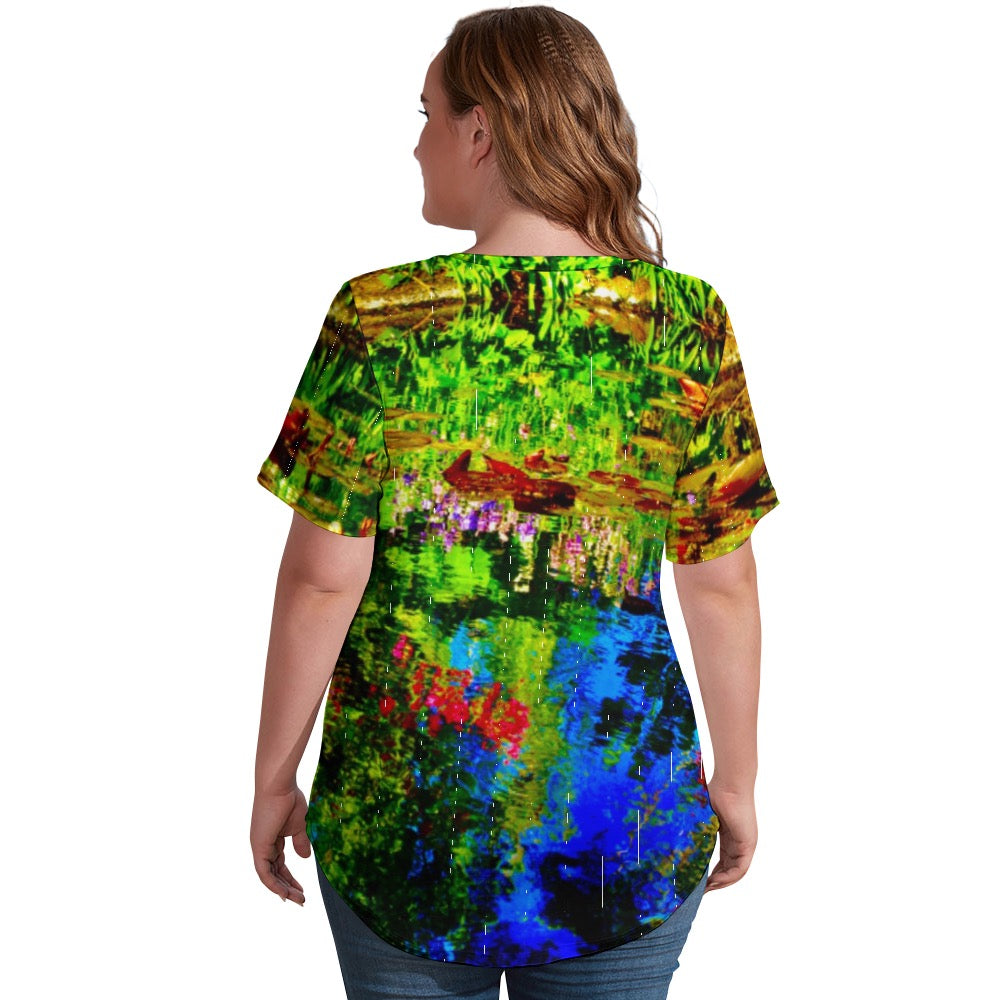 Pond Life Ladies Shirt V-Neck Loose SS T-Shirt