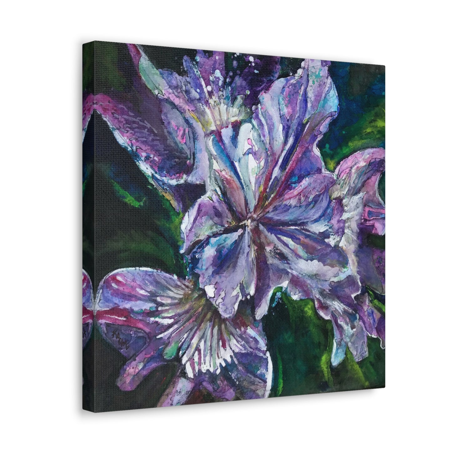 Canvas Gallery Wraps Floral  Batik Purple Iris