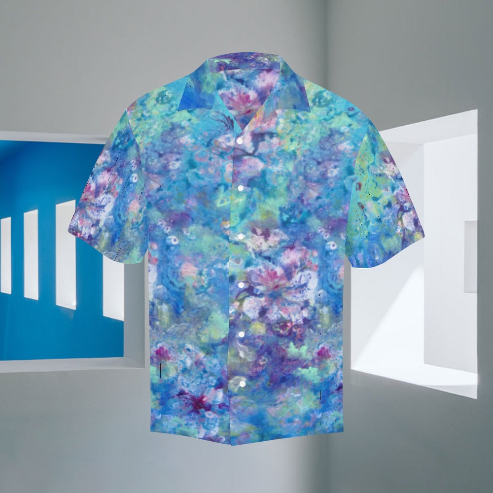 Floral Aqua Men's Hawaiian Shirt