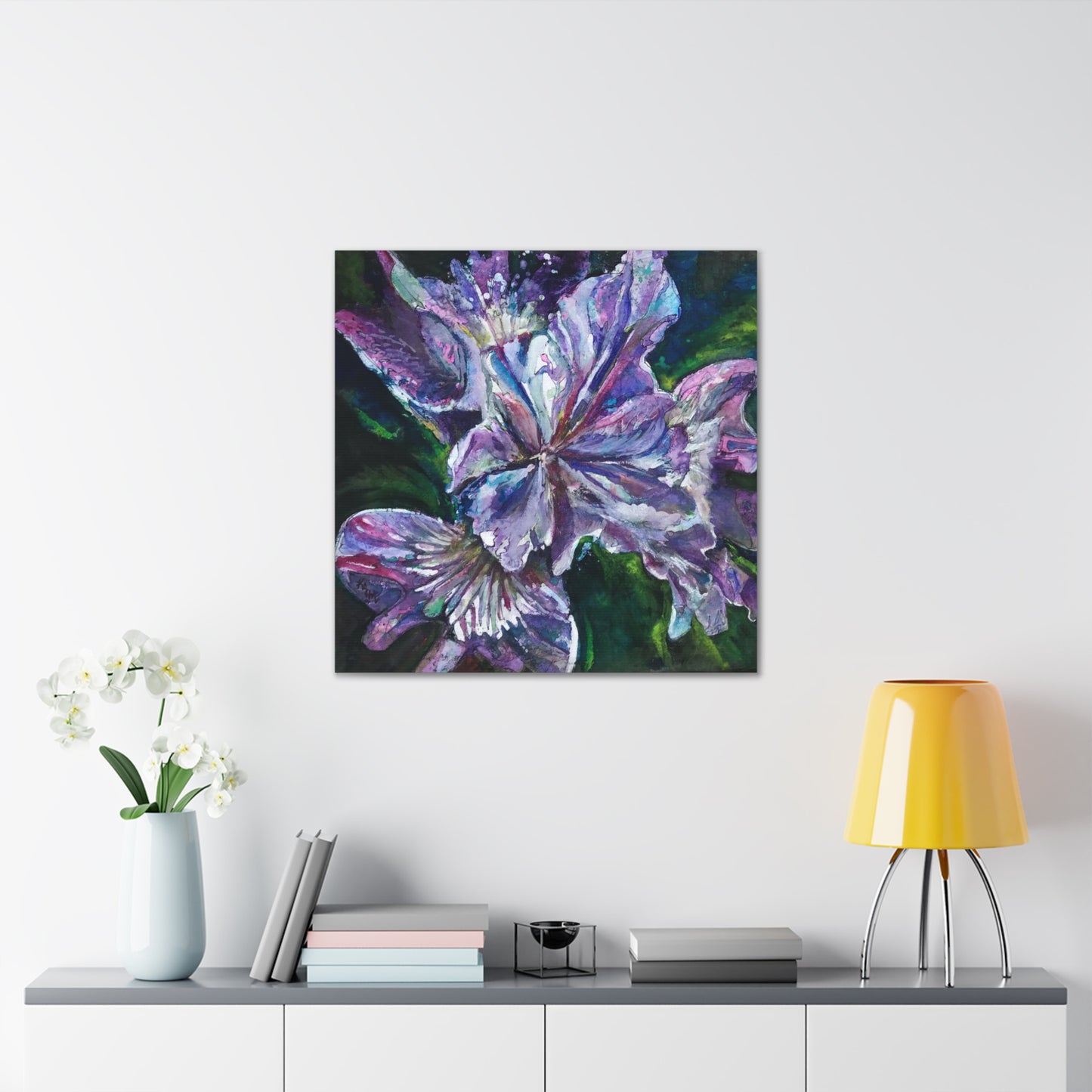 Canvas Gallery Wraps Floral  Batik Purple Iris