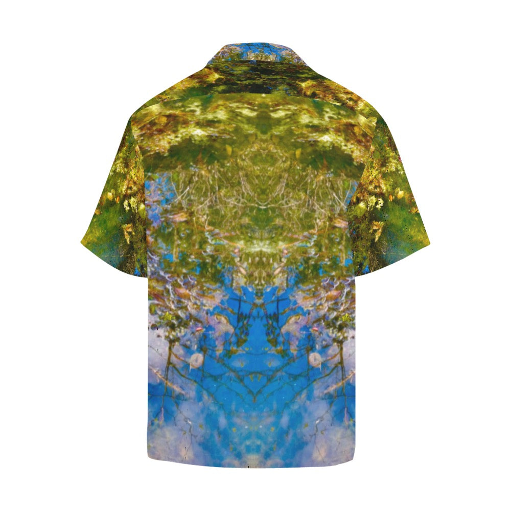 Pond Life Men's Hawaiian Shirt Gold/Green