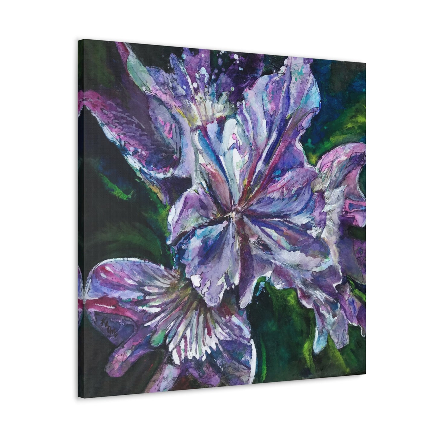 Canvas Gallery Wraps Floral  Batik Purple Iris