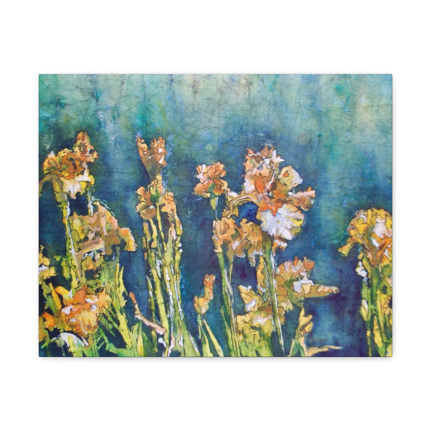 Canvas Gallery Wraps-Floral  Batik Iris Dancing in the Moonlight