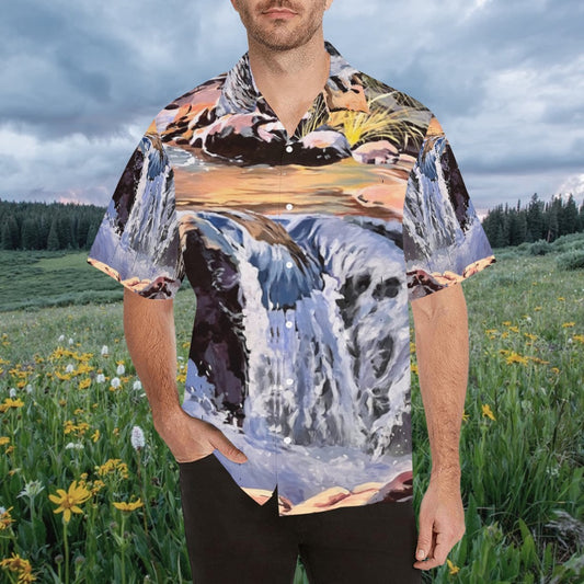 Men's Hawaiian Shirt Waterfalls 1