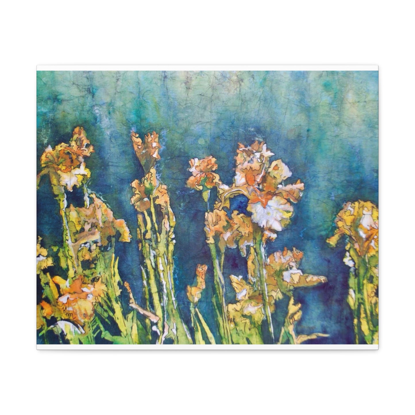 Canvas Gallery Wraps-Floral  Batik Iris Dancing in the Moonlight