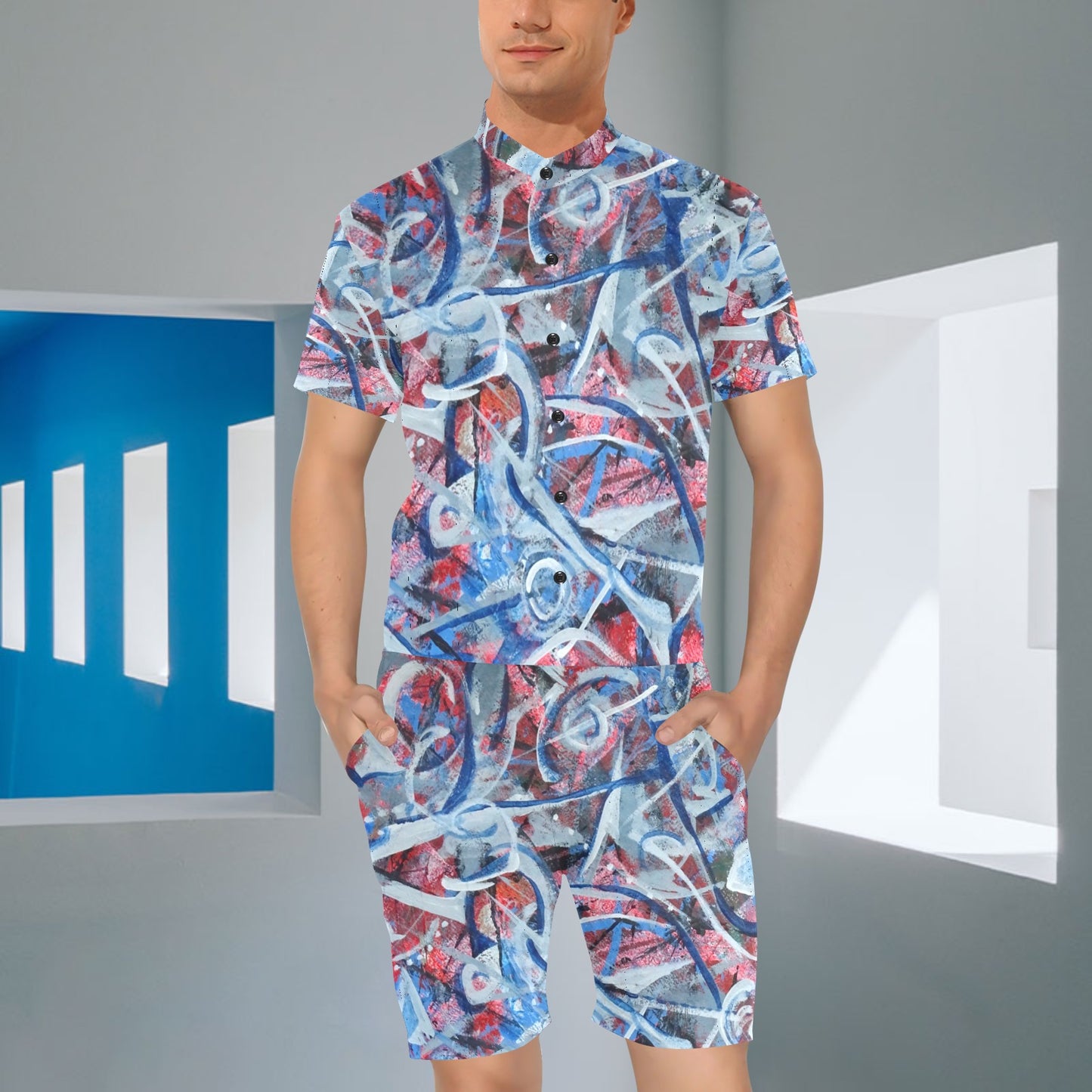 Patriotic Men's Short Sleeve Jumpsuit