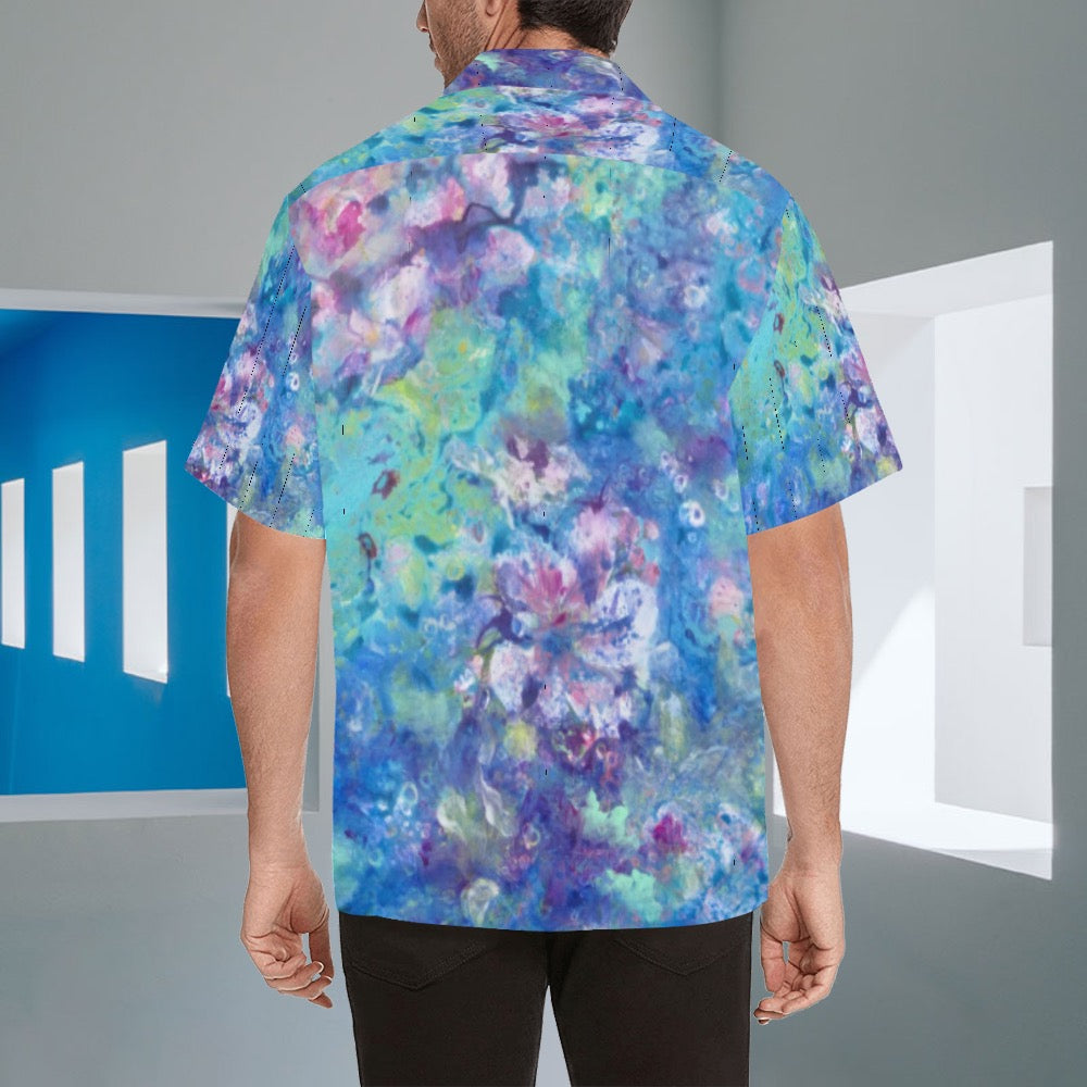 Floral Aqua Men's Hawaiian Shirt