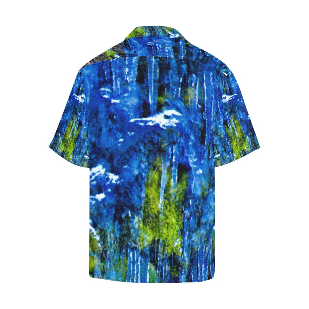 Pond Life Men's Hawaiian Shirt Blue Crackle