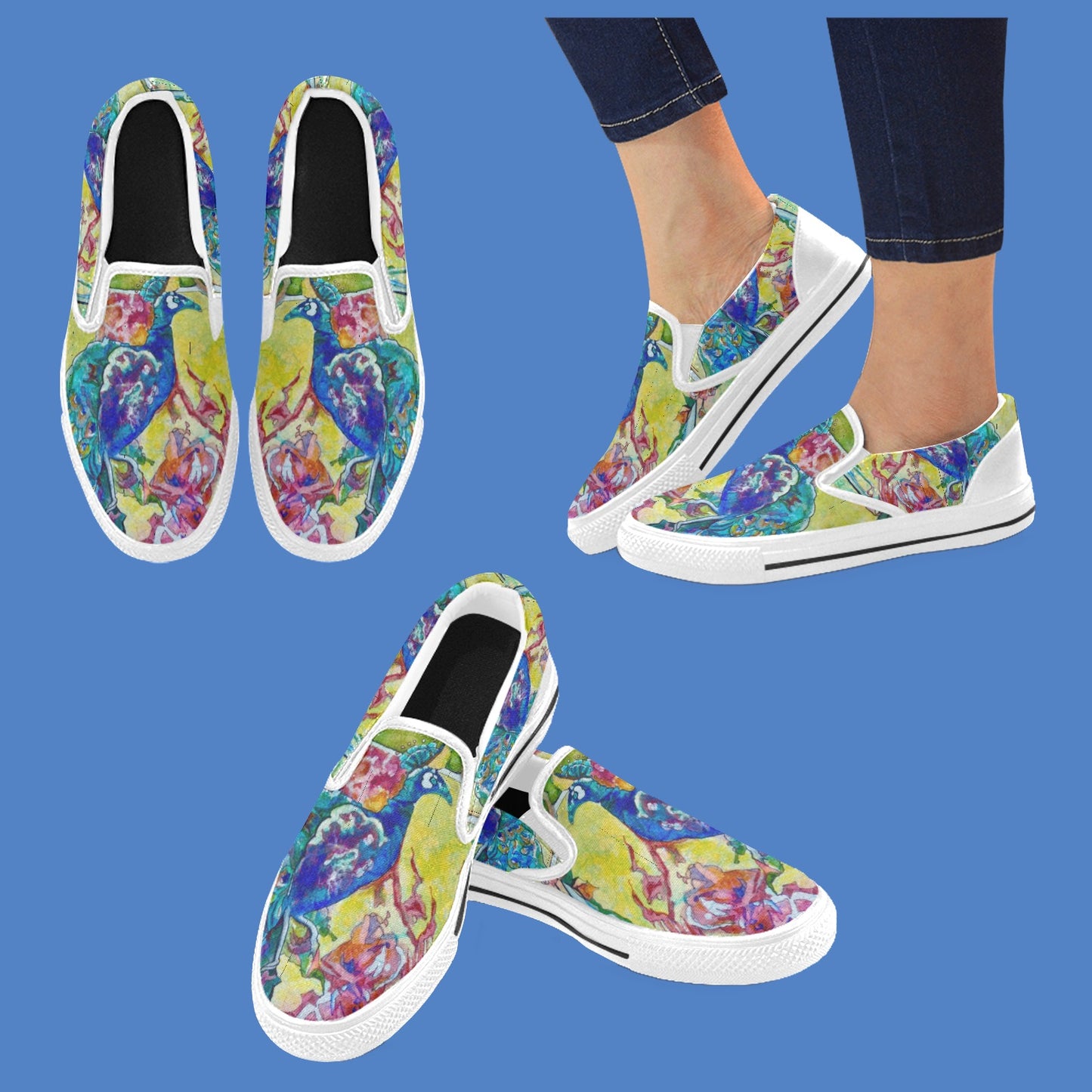 Batik Peacock Men's shoes Slip-on Canvas