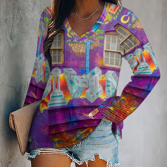 Graffiti Ladies Shirt Long sleeve loose tee