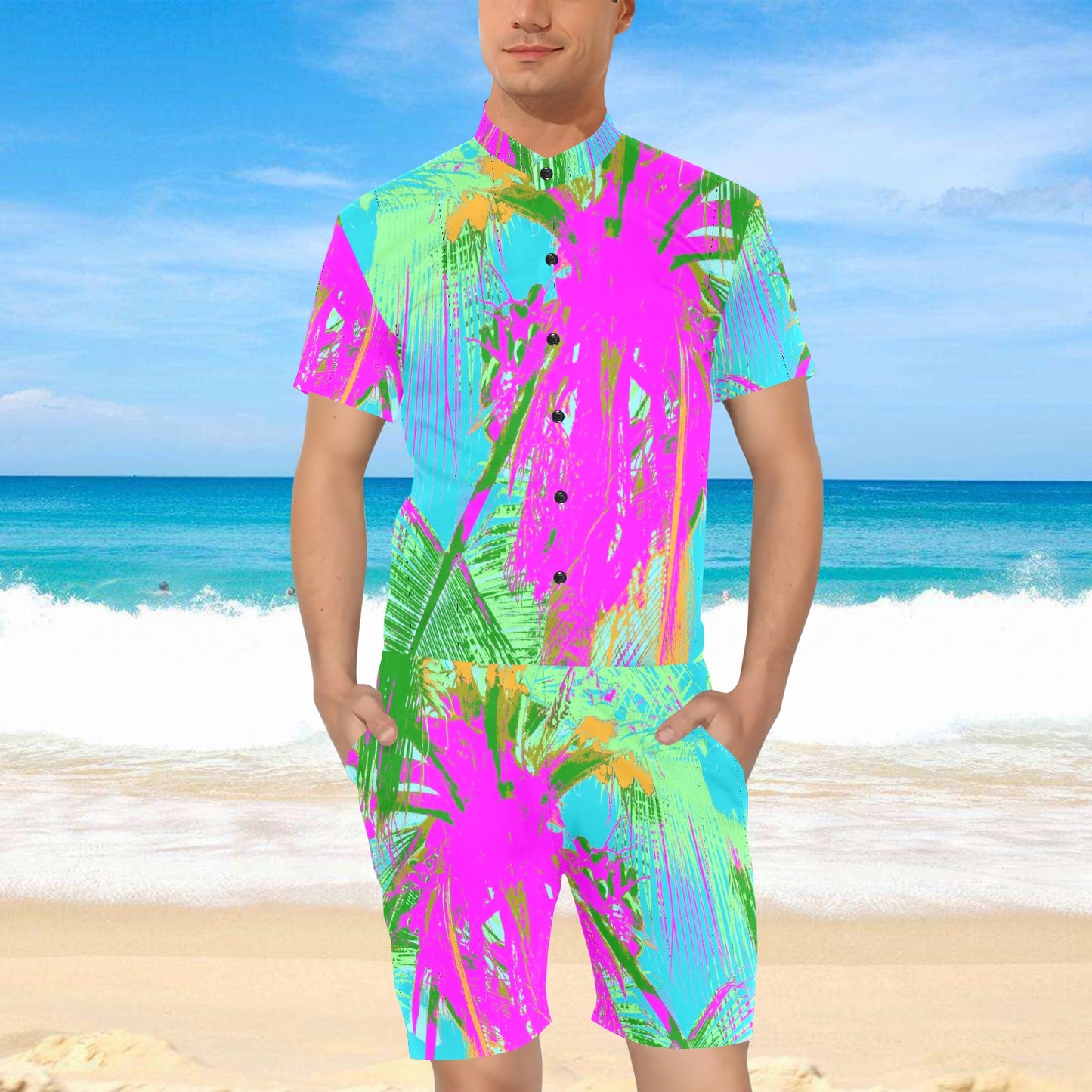 Kauai Neon Men's Short Sleeve Jumpsuit