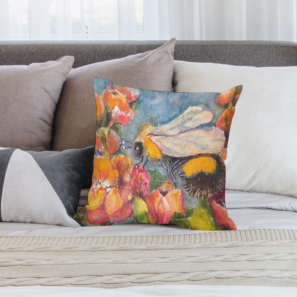 Home Batik Bee pillow case plush (double-sided design)