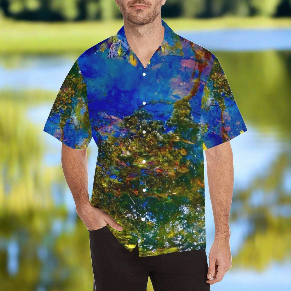 Pond Life Hawaiian Men’s Shirt Royal Blue