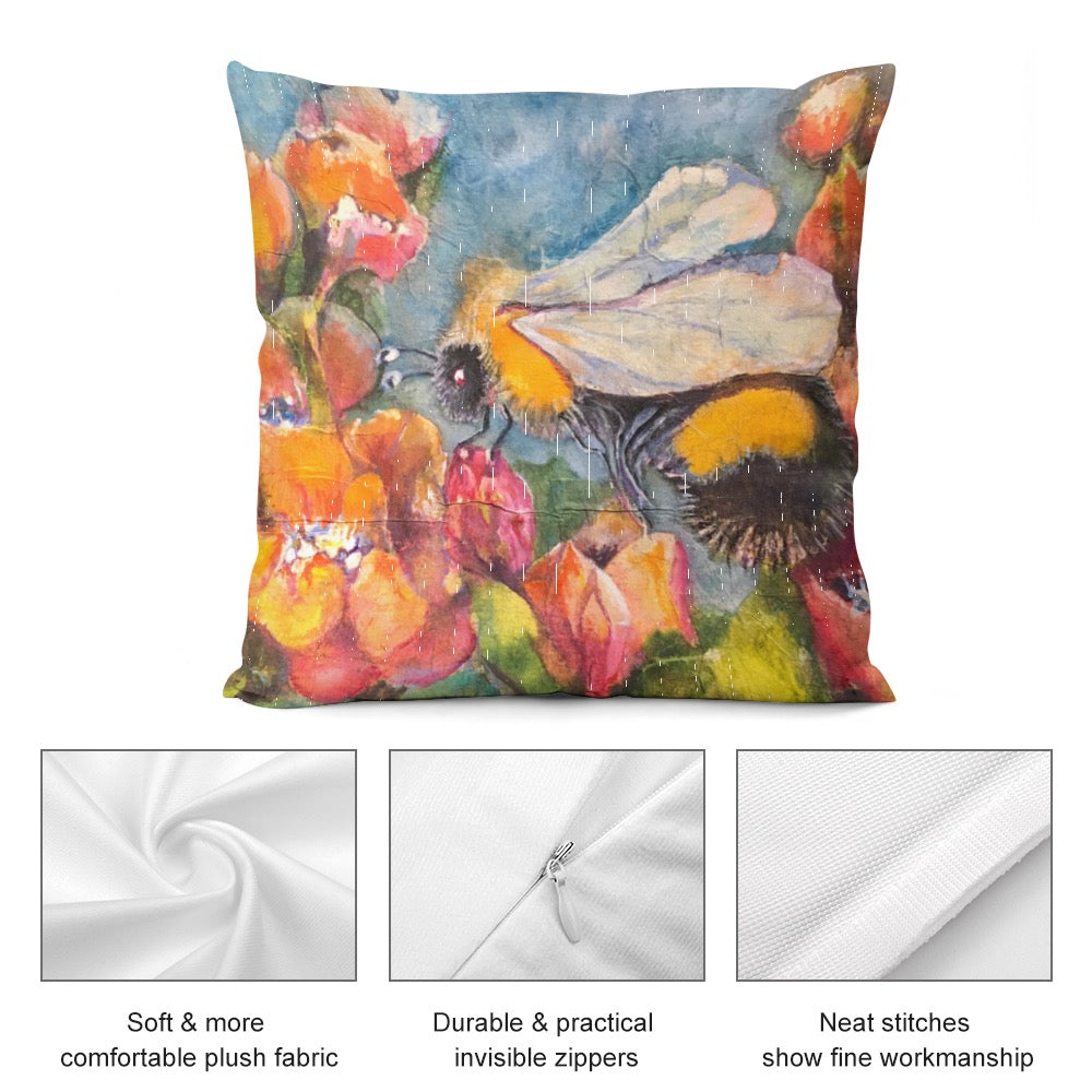 Home Batik Bee pillow case plush (double-sided design)