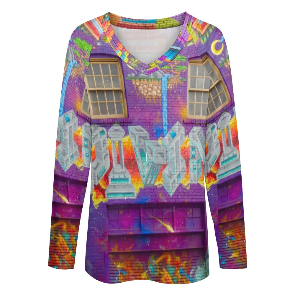 Graffiti Ladies Shirt Long sleeve loose tee