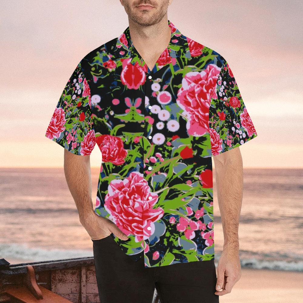 Floral Peony  Mens Hawaiian Shirt