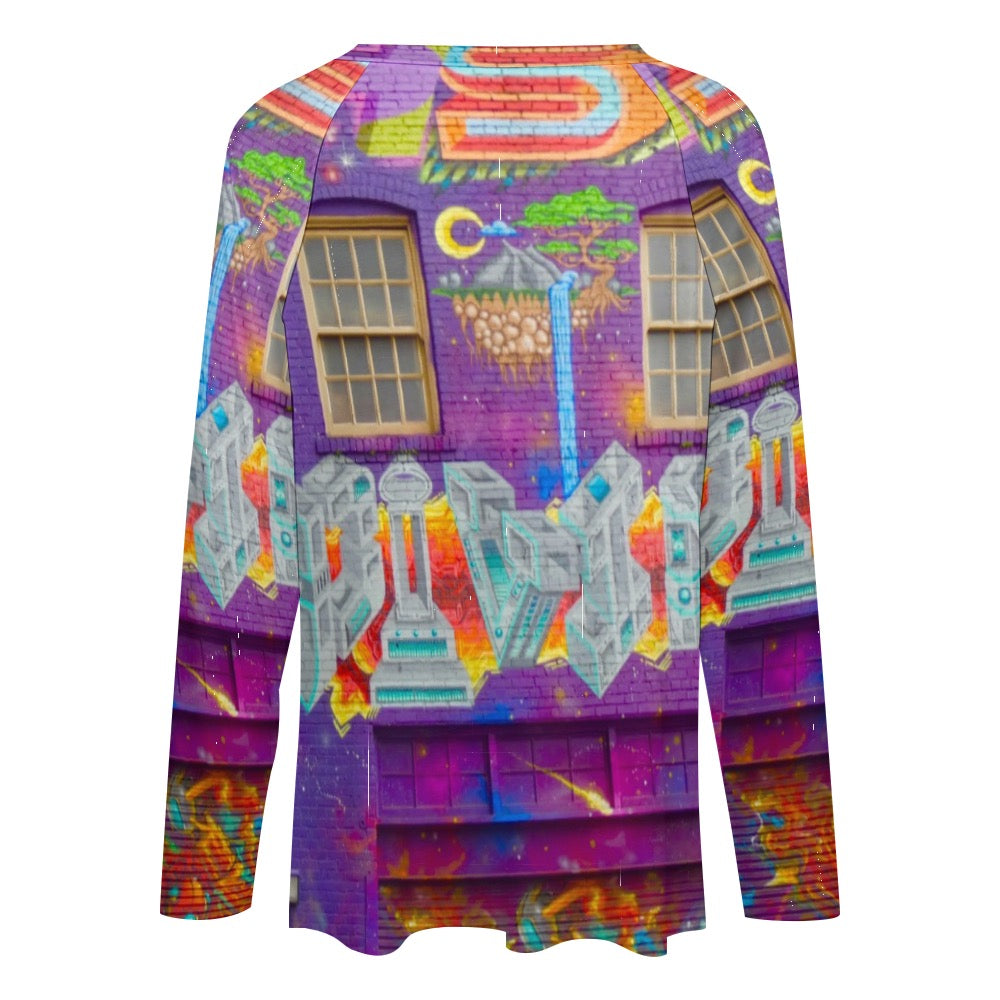 Graffiti Ladies Shirt Long sleeve loose tee