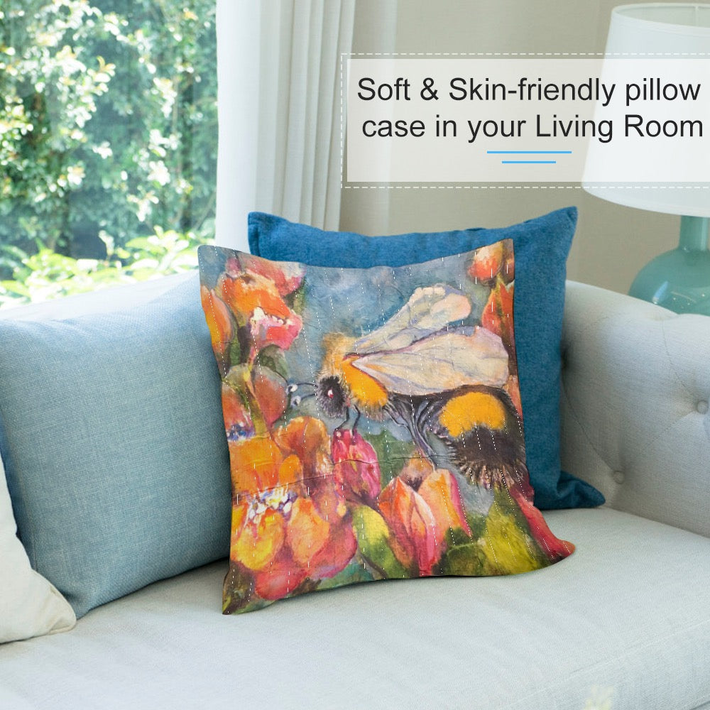 Home Batik Bee pillow case plush (double-sided design)