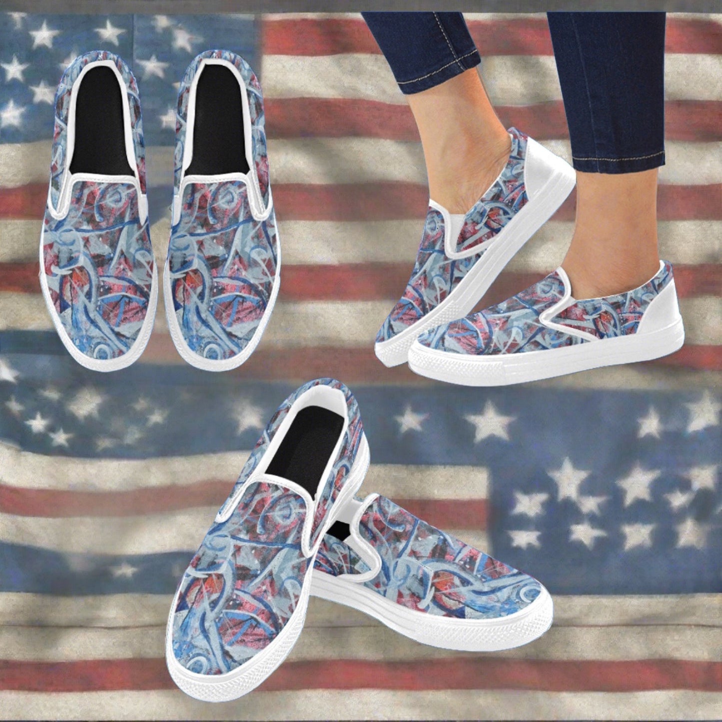 Patriotic Mens Shoes Slip-on Canvas