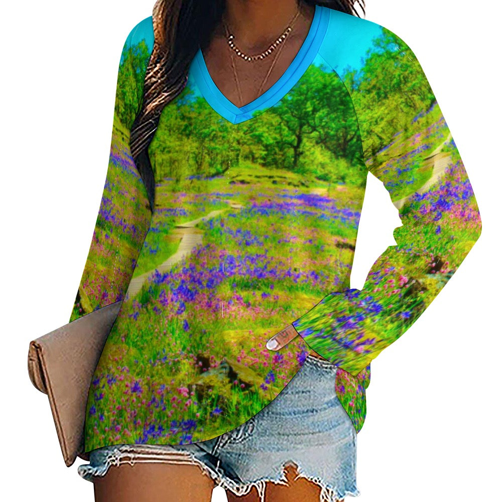 Ladies Floral Camassia Grove shirt LS