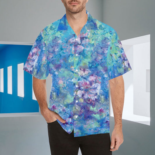 Floral Aqua Men's Hawaiian Shirt