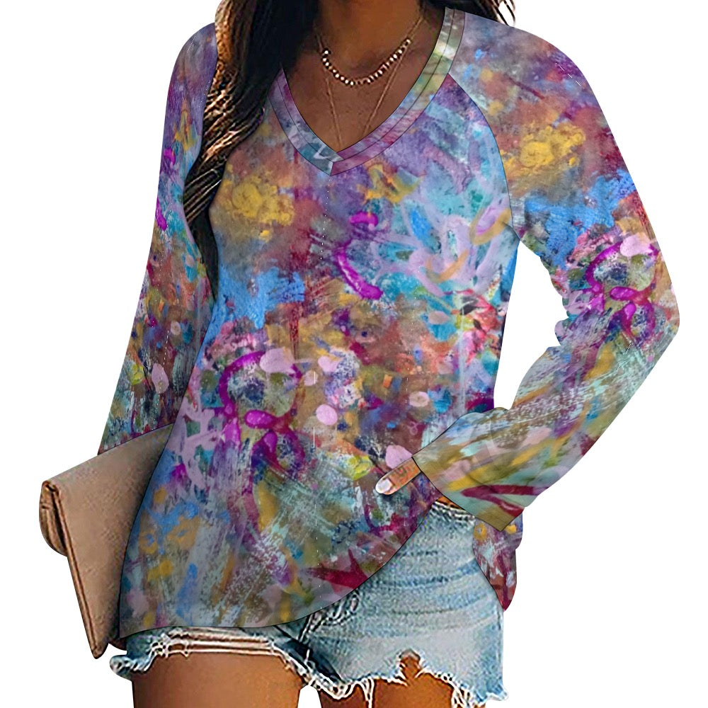 Floral ladies shirt Long sleeve loose tee