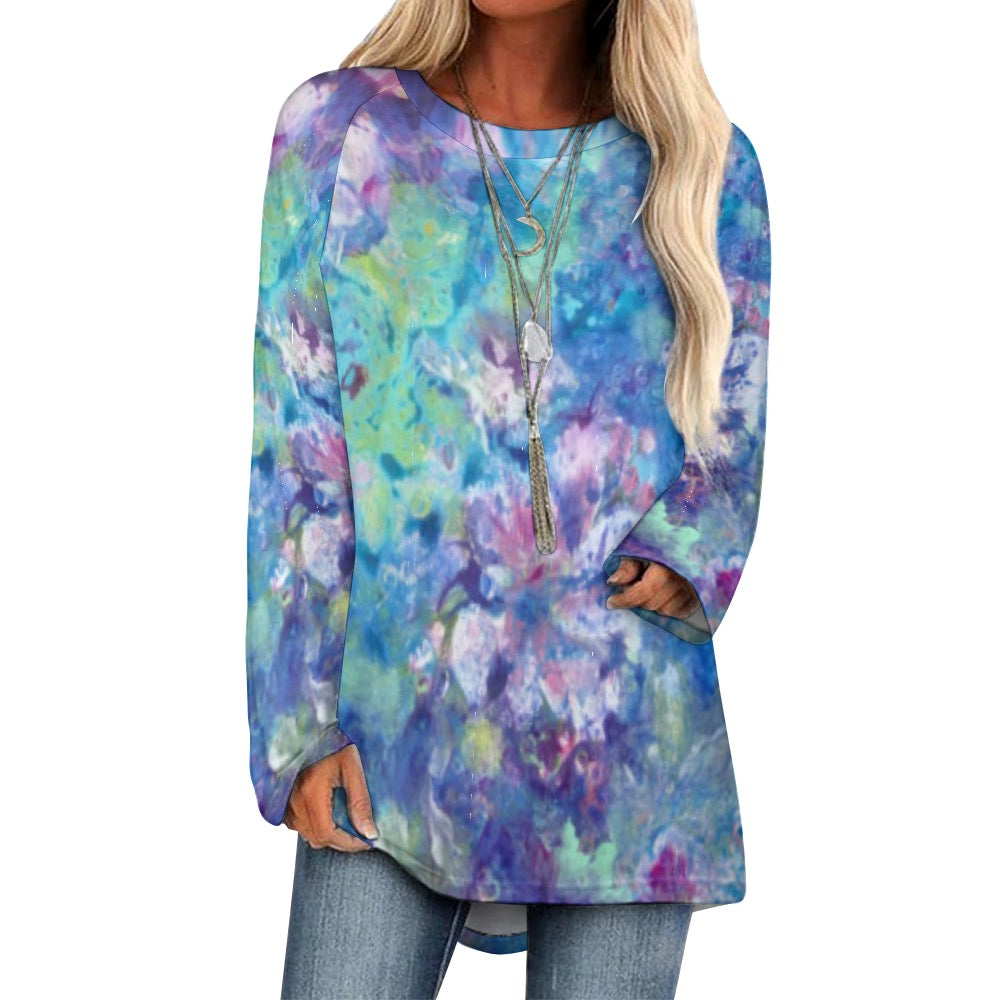 Floral Aqua Ladies Shirt Long Sleeve T-Shirt