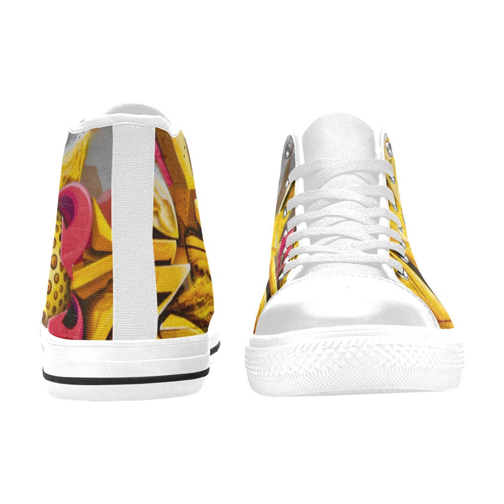 Graffiti Ball Ladies Shoes High Top Canvas