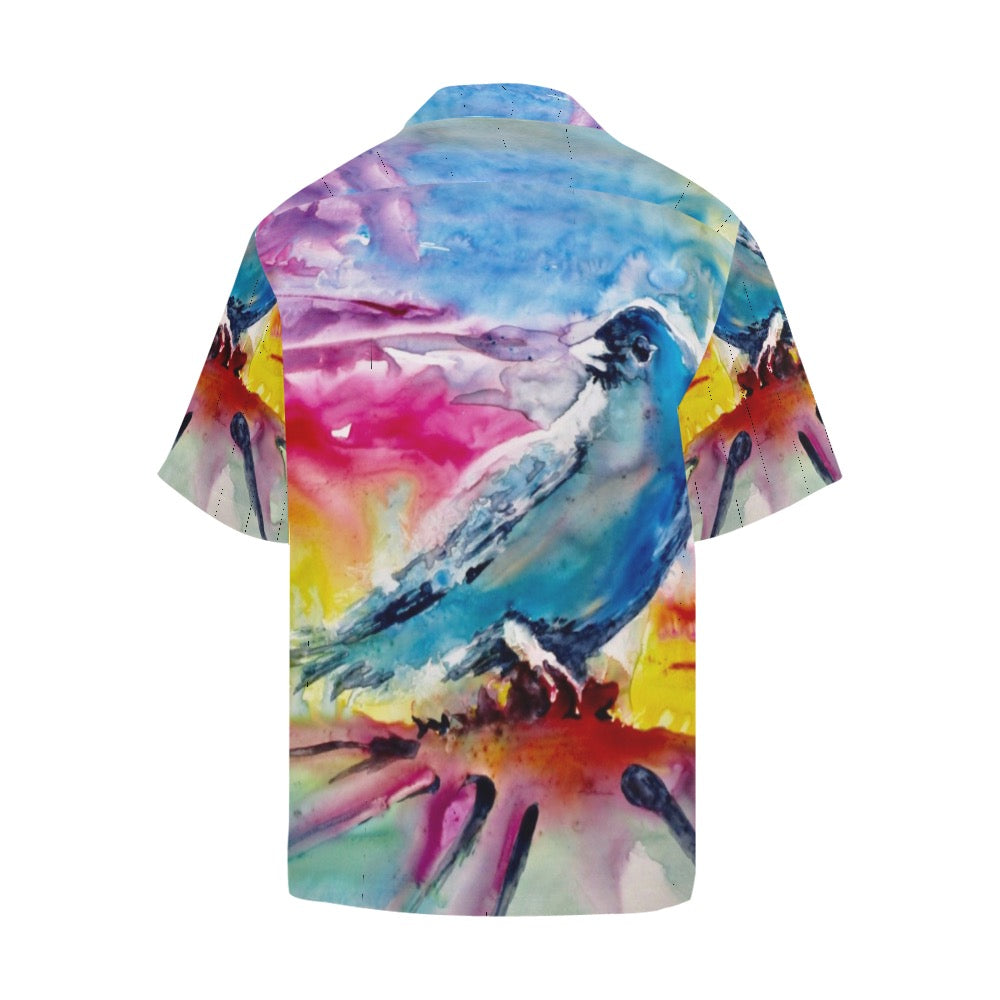 Men's Hawaiian Shirt Rainbow Bird