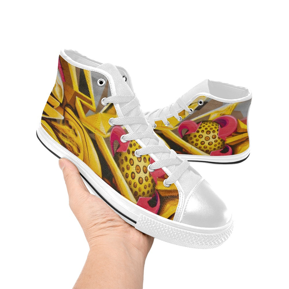 Graffiti Ball Ladies Shoes High Top Canvas