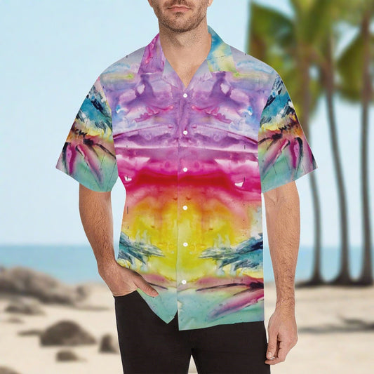 Men's Hawaiian Shirt Rainbow Bird