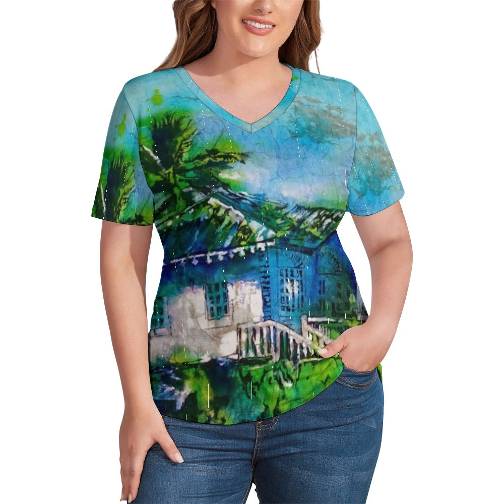 Batik Beach DR Ladies Shirt V-Neck Loose fit