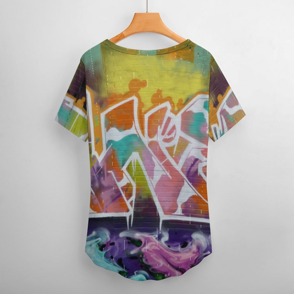 Graffiti City Ladies Shirts  V-Neck Loose