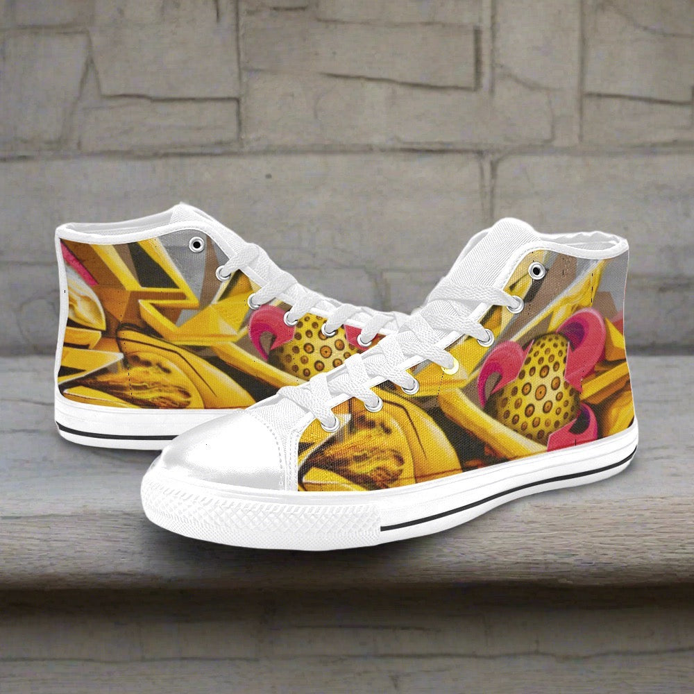 Graffiti Ball Ladies Shoes High Top Canvas