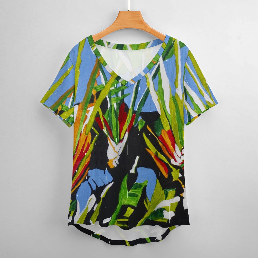 Kauai Botanicals Ladies shirt V-Neck Loose