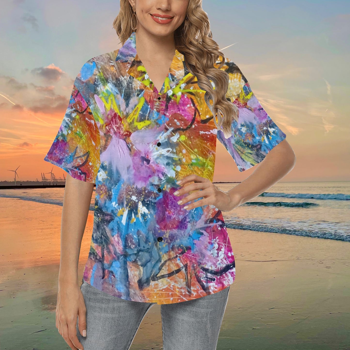 Floral ladies shirt Hawaiian shirt