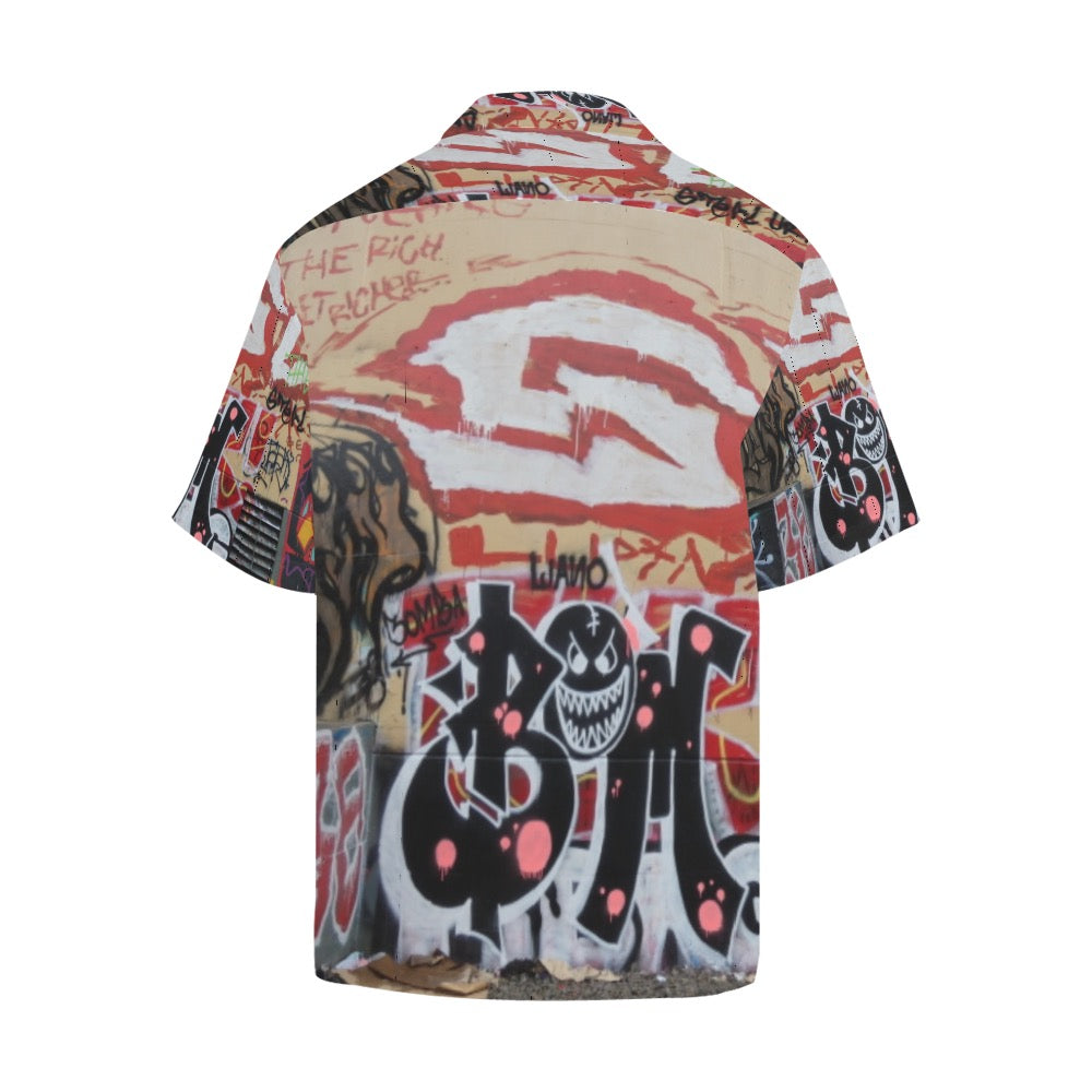 Graffiti Black Smily Men's Hawaiian Shirt