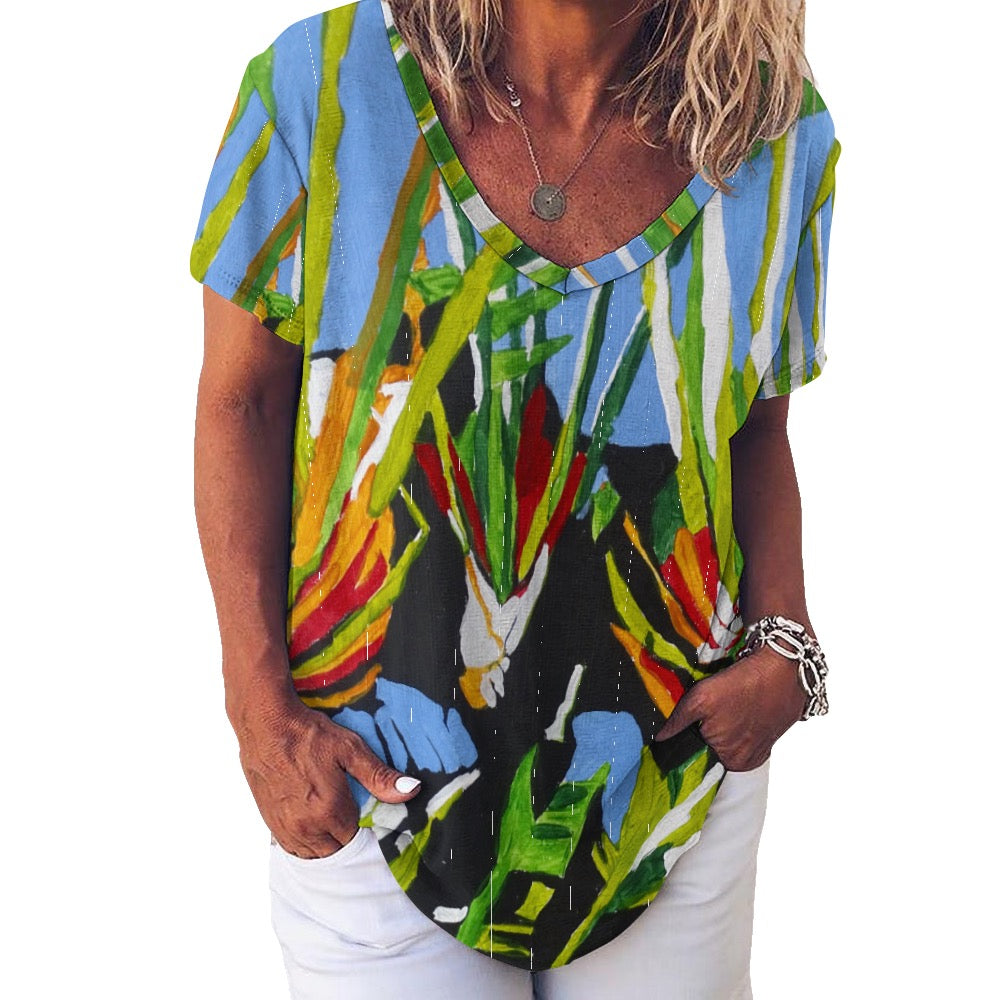 Kauai Botanicals Ladies shirt V-Neck Loose